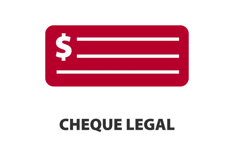 Cheque vermelho representando o cheque legal.