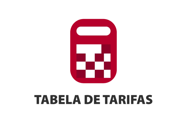 Calculadora vermelha e branca representando a Tabela de Tarifas